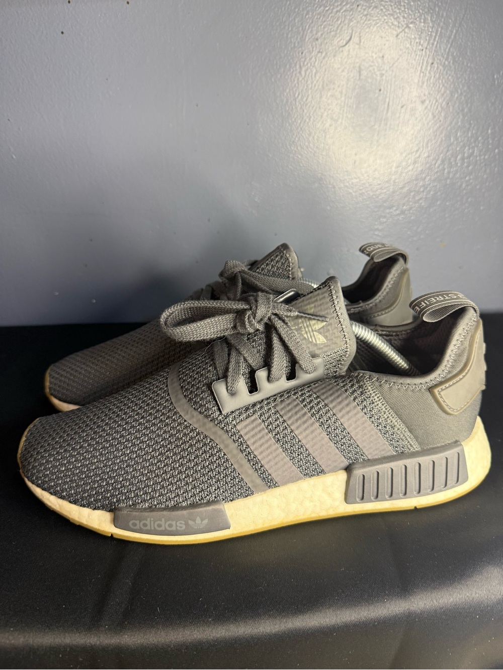 adidas NMD R1 Sneakers in Olive Gray and Cream